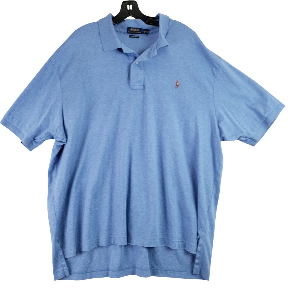 Polo Ralph Lauren Pima Soft Touch Polo Shirt Mens 2XB Blue Classic Preppy Luxury